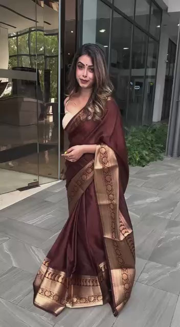 BEAUTIFUL RICH PALLU & JACQUARD WORK SOFT LICHI SILK SAREE