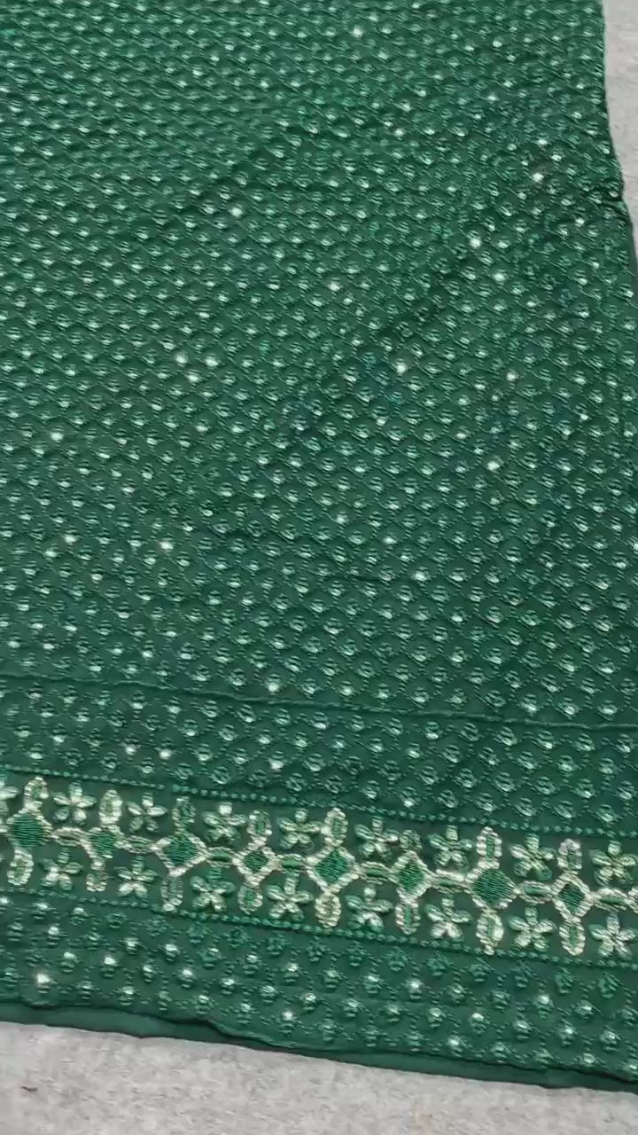 Green Colour Embroidered Attractive Party Wear Faux Georgette Top Plazzo has a Regular-fit and is Made From High-Grade Fabrics And Yarn.