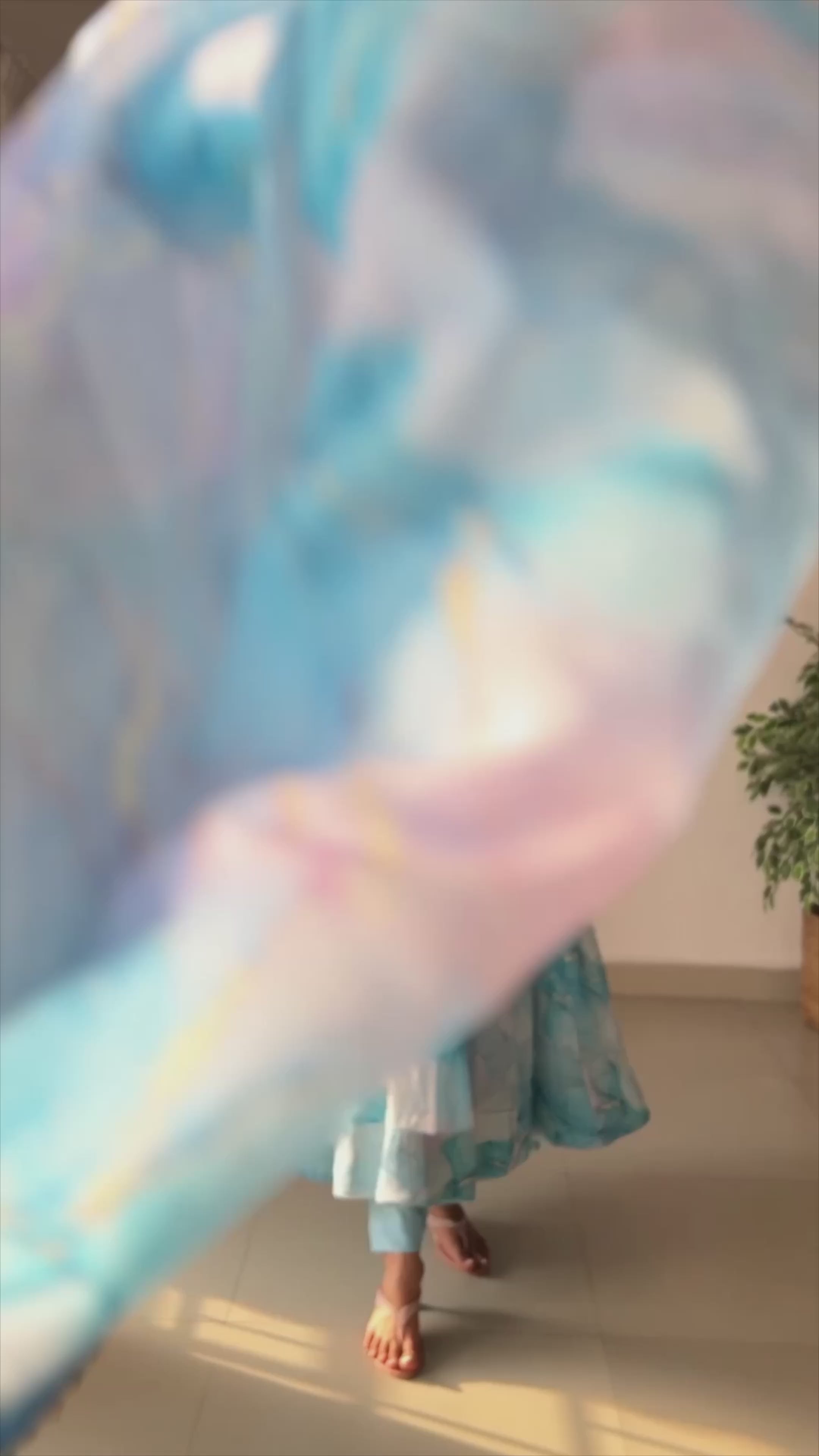 PURE SOFT ORGANJA SILK MARBLE PRINT FABRIC FULLY FLAIR KALI PATTERN AND CANVAS PATTA WITH DUPPTA SET,PENT READY TO WEAR