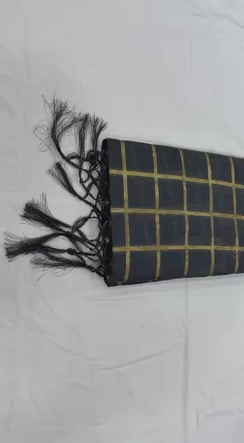 Black Cotton Silk Saree With Beguiling Blouse Piece