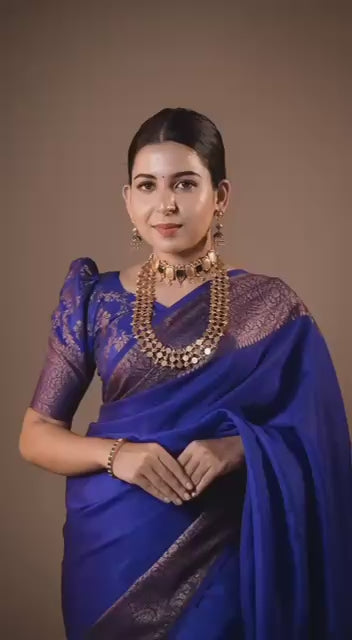 Classic Banarasi Woven Soft Saree with Antique Zari Borders
