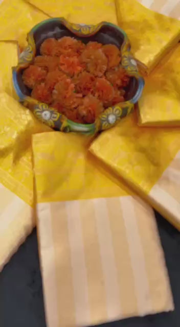 Cream And Yellow Color Recently Added Soft Banarasi Silk Saree with Classy Bloue Piece