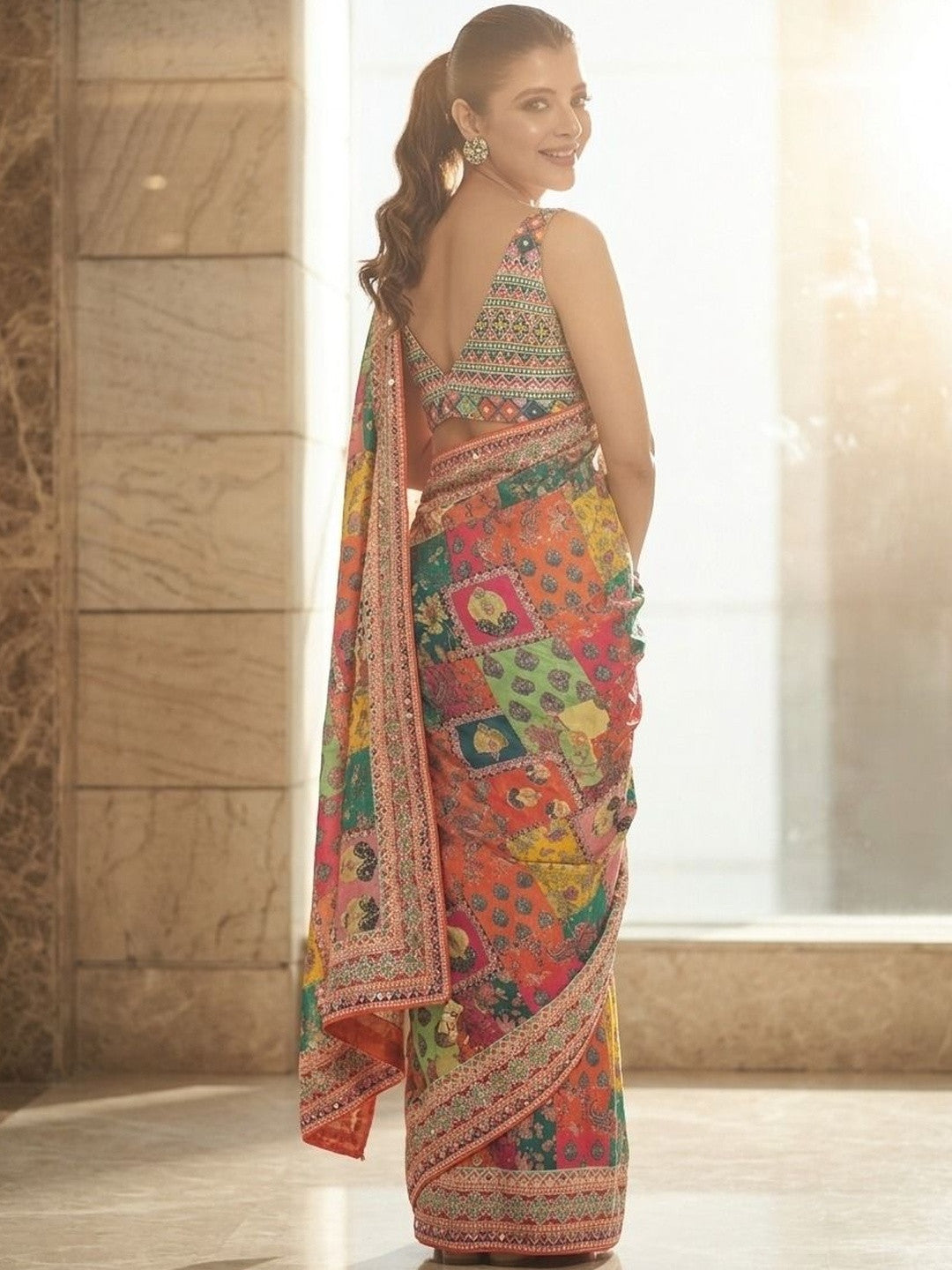 Mirror Work Heavy Work Tussar Saree